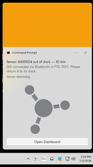 WatchDog warning when a DC-Air sensor remains out of its dock
